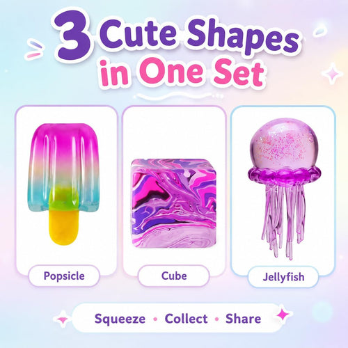 Squishy Trio- Popsicle, Cube, and Jellyfish 