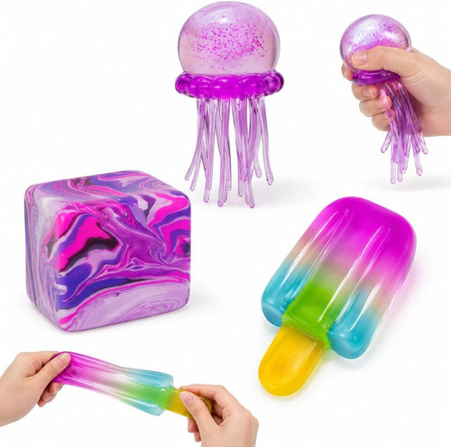 Squishy Trio- Popsicle, Cube, and Jellyfish 