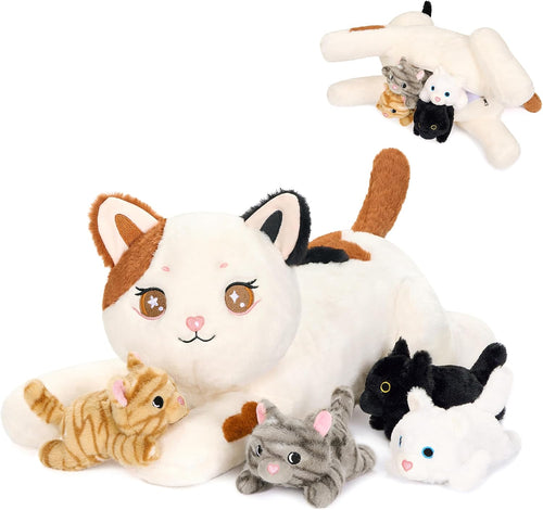 Mommy Cat & Four Kittens Plush Set-20"