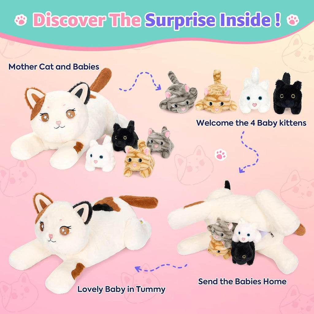 Mommy Cat & Four Kittens Plush Set-20"