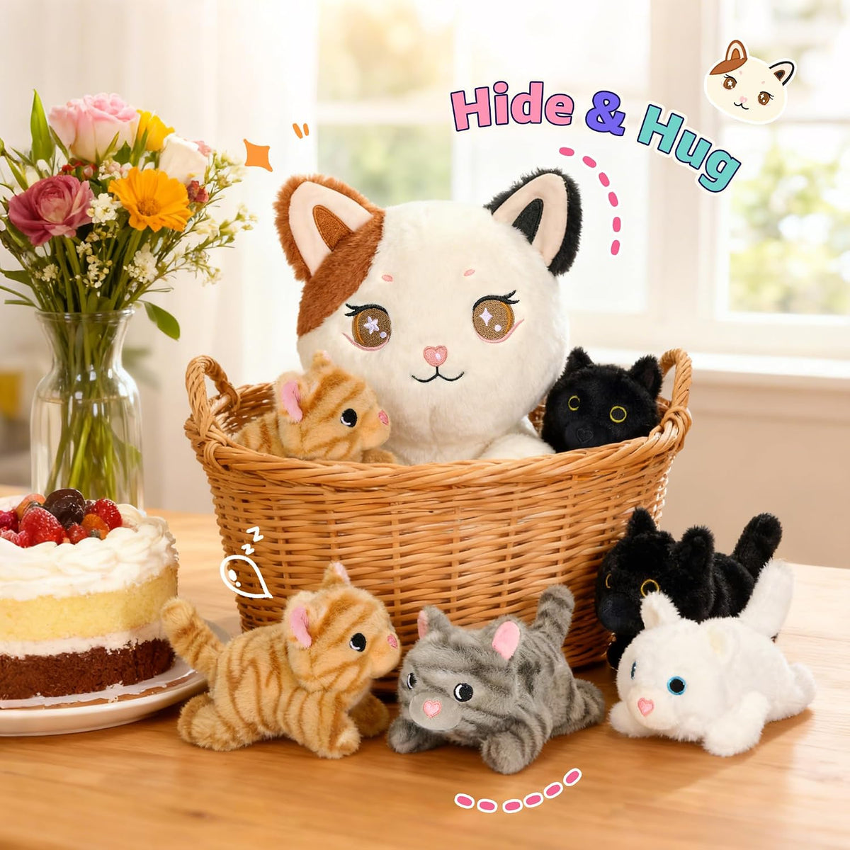 Mommy Cat & Four Kittens Plush Set-20"