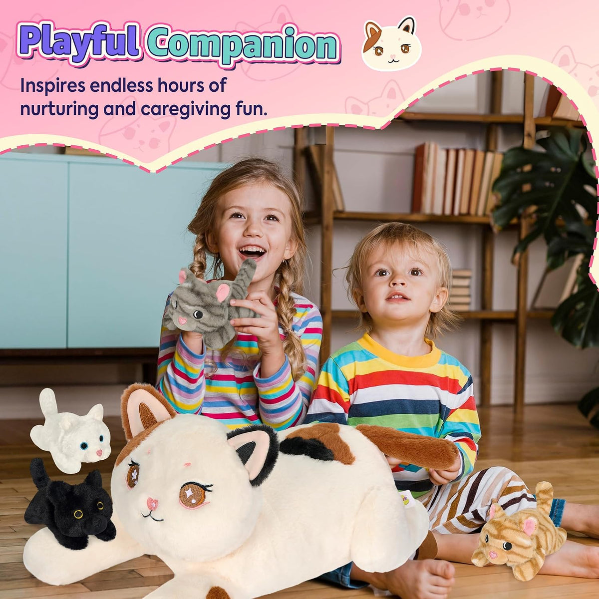 Mommy Cat & Four Kittens Plush Set-20"
