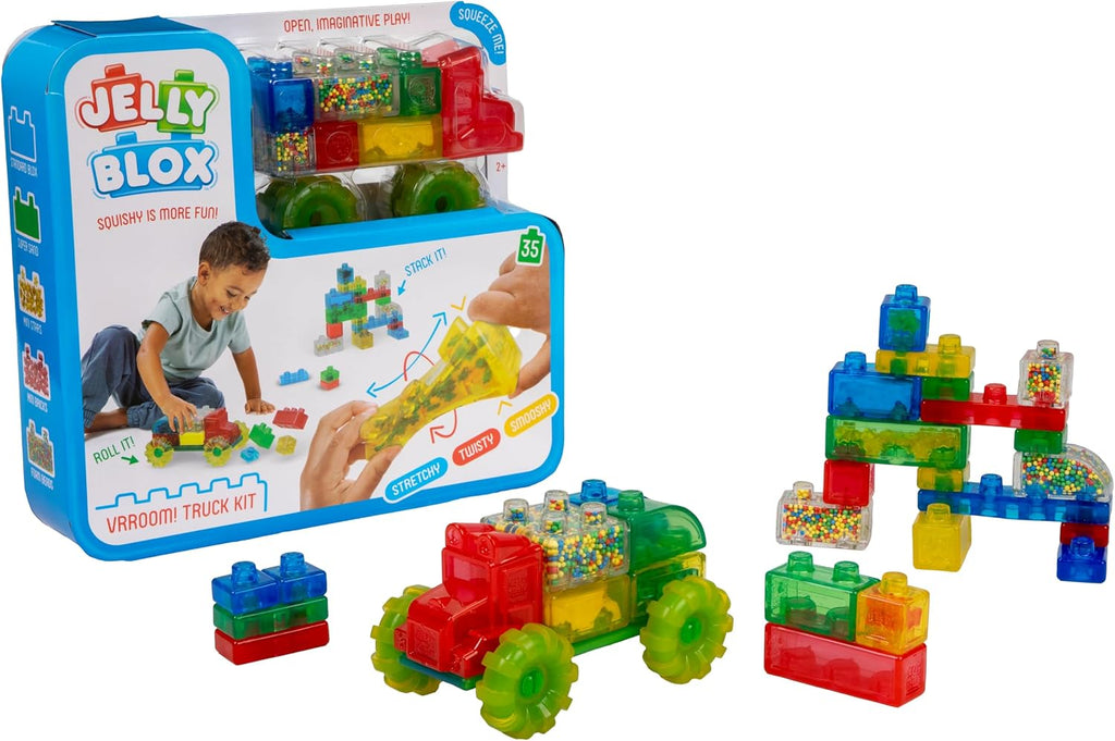 Jelly Blox Vroom Truck Kit-35 Blocks, Sensory Building Blocks