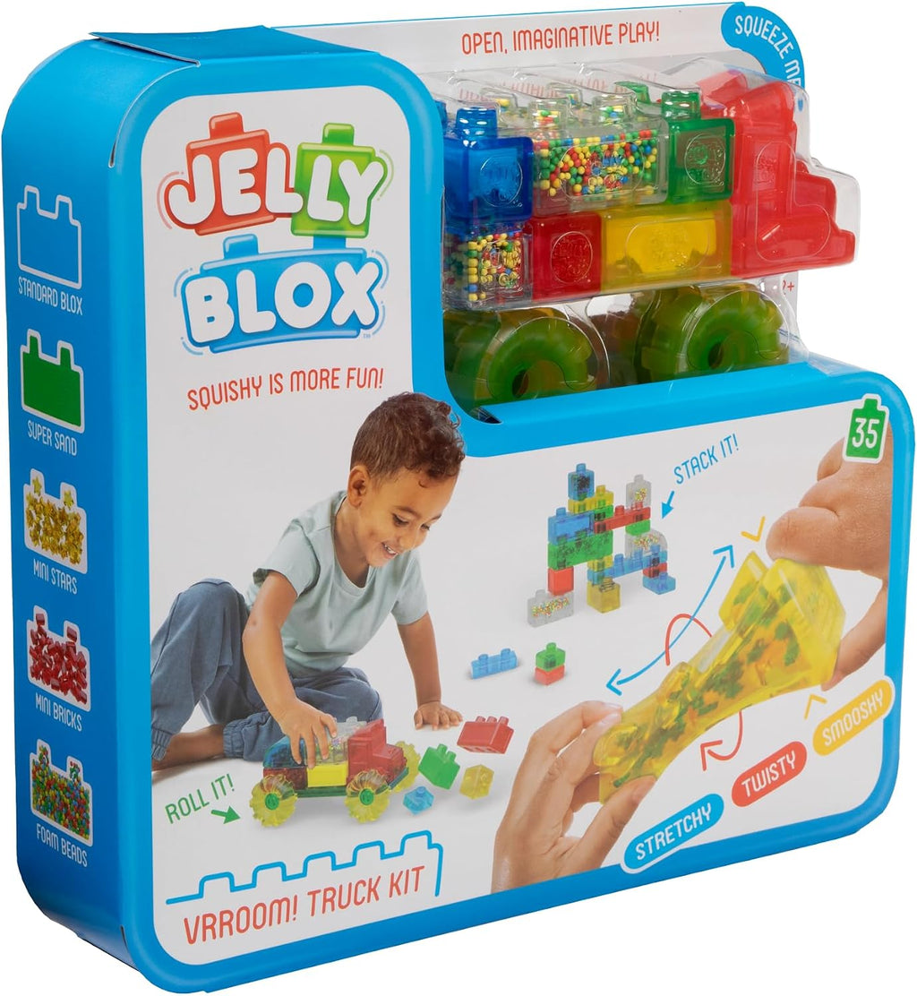Jelly Blox Vroom Truck Kit-35 Blocks, Sensory Building Blocks