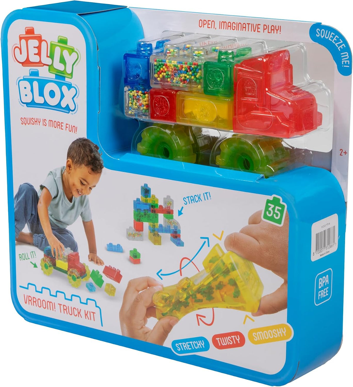 Jelly Blox Vroom Truck Kit-35 Blocks, Sensory Building Blocks
